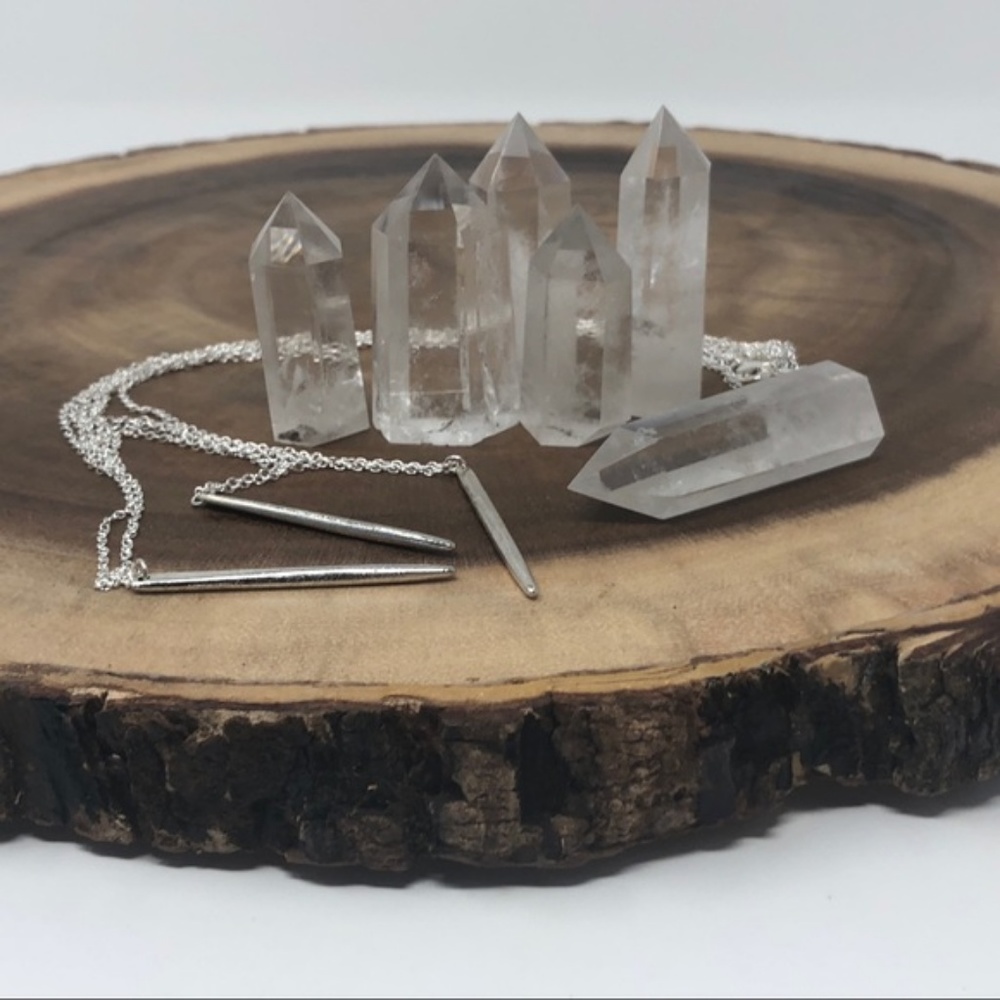 NWT Sterling Silver Spike Minimal Necklace 22" Chn - Picture 2 of 6